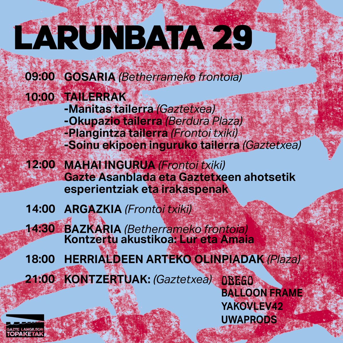 Heltzear dira GAZTE LANGILEON TOPAKETAK

Hemen duzue egitaraua eguneratuta. Azpeitian ikusiko dugu elkar!