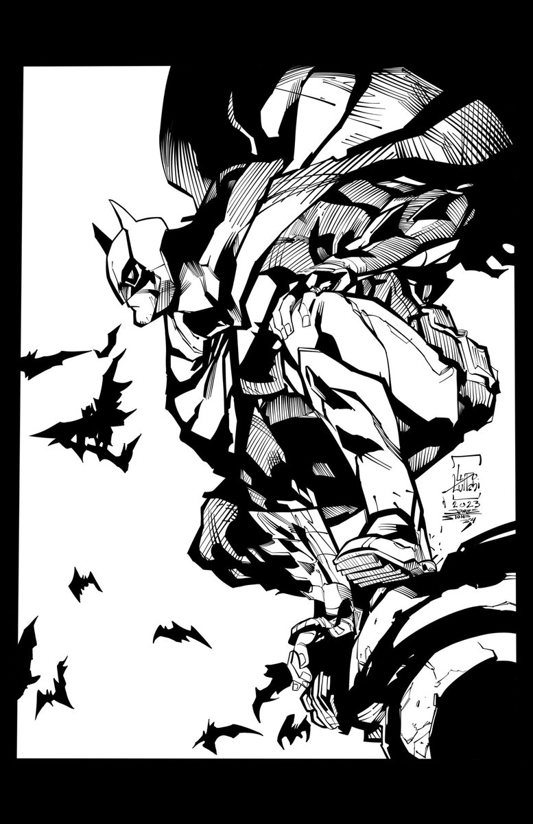 JamesLeeStone's tweet photo. My cool down inks on a way cool @ludolullabi #Batman illustration. #WithApologies https://t.co/7IlAqrbBMp