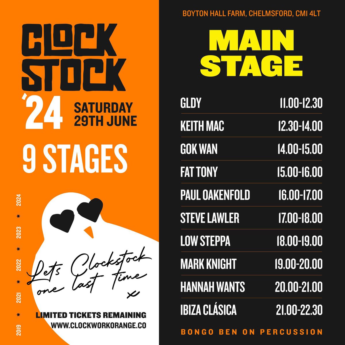 jonathanulysses's tweet photo. Next weekend #Clockstock with a massive line up. This is the last one ever so get ticket at https://t.co/iTXBZZs4t9 See you there @AndyManston @DannyClockwork @RobTissera @Slipmatt @Lowsteppa @djmarkknight @therealgokwan @DJSteveLawler @sebfontaine @grantnelson 🍻💥🥂🎧🔥😎 https://t.co/l4aTAM5RMq