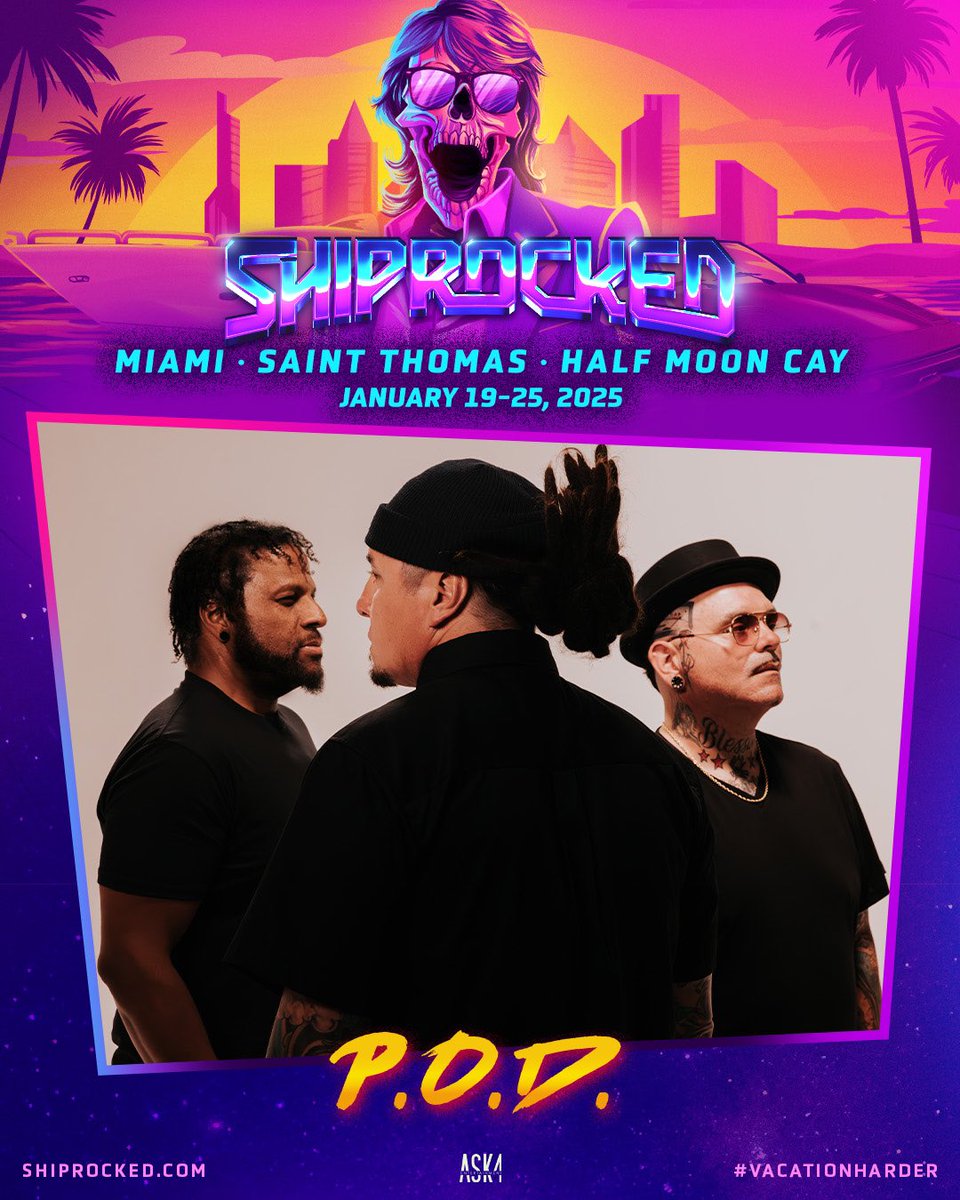 P.O.D. (@pod) on Twitter photo We’ll be performing on <a href="/ShipRocked/">ShipRocked</a>, January 19-25, 2025! The cruise is already sold out, but you can join the waiting list now at shiprocked.com! We’ll be performing on <a href="/ShipRocked/">ShipRocked</a>, January 19-25, 2025! The cruise is already sold out, but you can join the waiting list now at shiprocked.com!