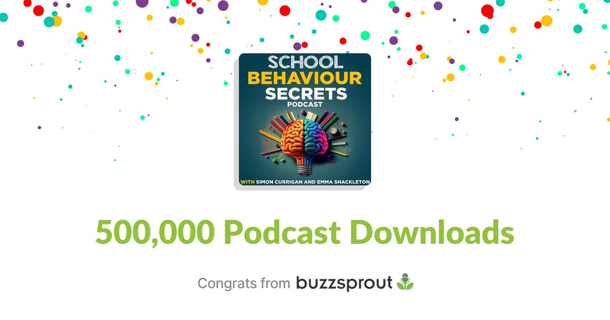 Shameless self-promotion time. Our podcast, School Behaviour Secrets, has hit half a million downloads - a BIG thank-you to all the guests and listeners who have supported the show 🎉

#podcast #teaching #semh