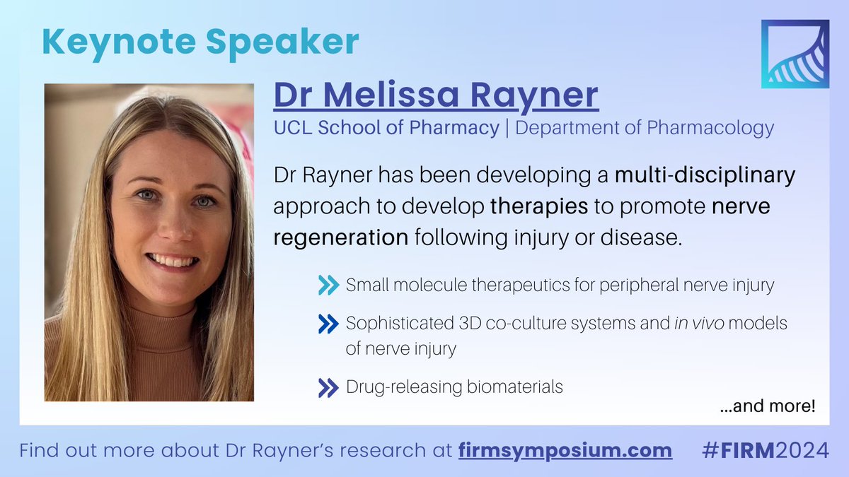 Future Investigators of Regenerative Medicine (@firmsymposium) on Twitter photo We're thrilled to announce our first keynote speaker: Dr <a href="/melissa_rayner/">Melissa Rayner</a> from <a href="/ucl/">UCL</a> <a href="/School_Pharmacy/">UCL School of Pharmacy</a>!
If you want to find out more about Dr Rayner's research, visit our website: firmsymposium.com
Abstract submissions open until 19 July! It's go time 🚀 We're thrilled to announce our first keynote speaker: Dr <a href="/melissa_rayner/">Melissa Rayner</a> from <a href="/ucl/">UCL</a> <a href="/School_Pharmacy/">UCL School of Pharmacy</a>!
If you want to find out more about Dr Rayner's research, visit our website: firmsymposium.com
Abstract submissions open until 19 July! It's go time 🚀