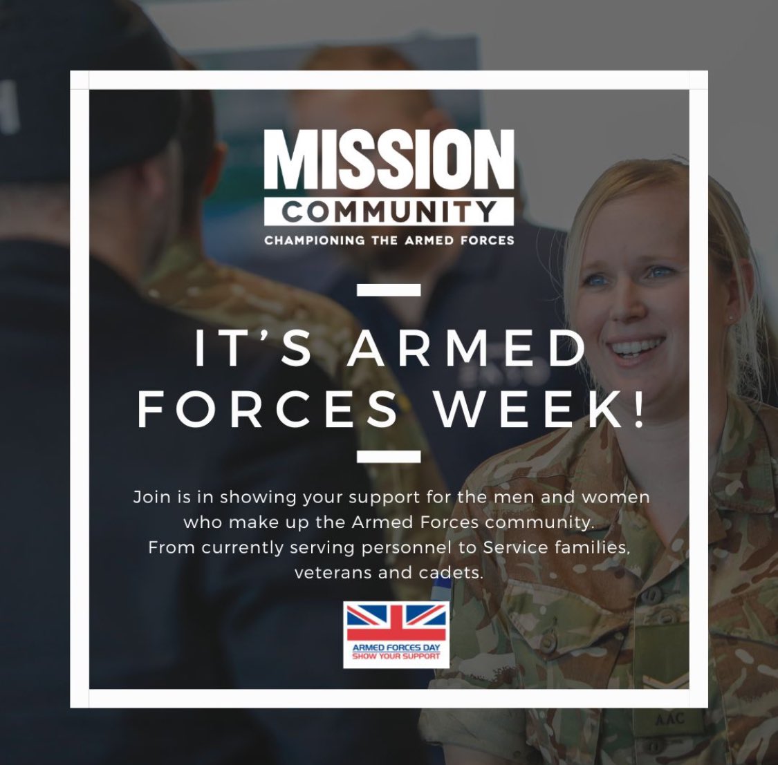 𝐈𝐓'𝐒 𝐀𝐑𝐌𝐄𝐃 𝐅𝐎𝐑𝐂𝐄𝐒 𝐖𝐄𝐄𝐊!

❤️This week is special for the Armed Forces Community.  It's Armed Forces Week all week, culminating with Armed Forces Day taking place on 29 June.
 
Let’s get behind this by sharing!

#saluteourforces #veterans