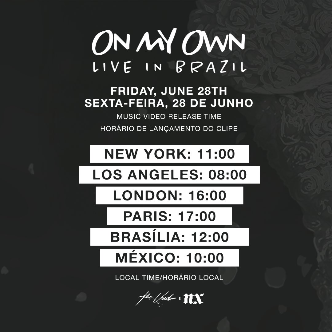 WeAreTheUsed's tweet photo. We’ll release that historic moment we lived with @nxzerooficial on stage: "On My Own (Live In Brazil)” - The Used &amp; NX Zero  🖤 
https://t.co/vOuytcfgyc https://t.co/4ES36peNaY