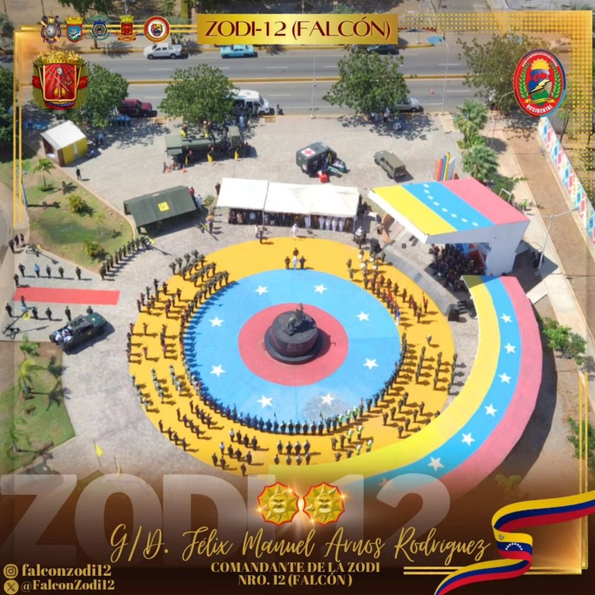FalconZodi12's tweet photo. Parada militar y ofrenda floral ante la estatua ecuestre del Padre de la Patria grande Simón Bolivar, con motivo a la conmemoración del 203 aniversario de la Batalla de Carabobo y día del Ejército Bolivariano.
Que viva el Ejército Bolivariano. 
¡El ejército es el Ejército! https://t.co/MERjxa1IlW