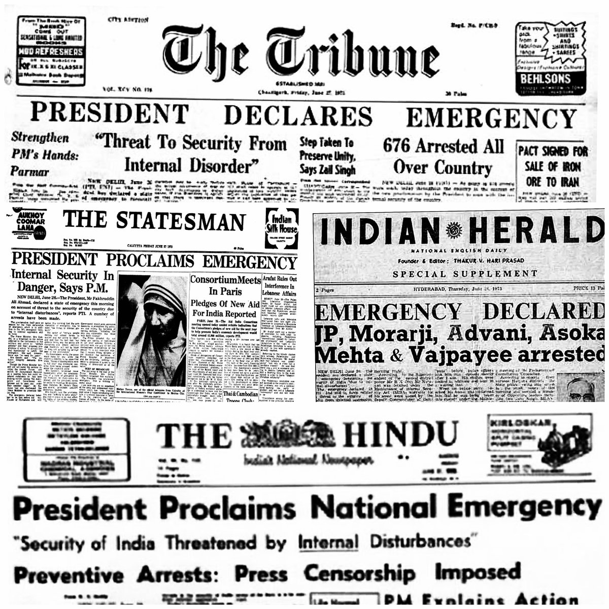 Bewithpratima's tweet photo. आज से ठीक पचास साल पहले 25 जून 1975 को तब की प्रधानमंत्री तानाशाह इंदिरा गांधी ने आपातकाल लागू किया था
#BlackDay
#LokSabhaSpeaker
#Constiution
https://t.co/T5NA9QgqQ0