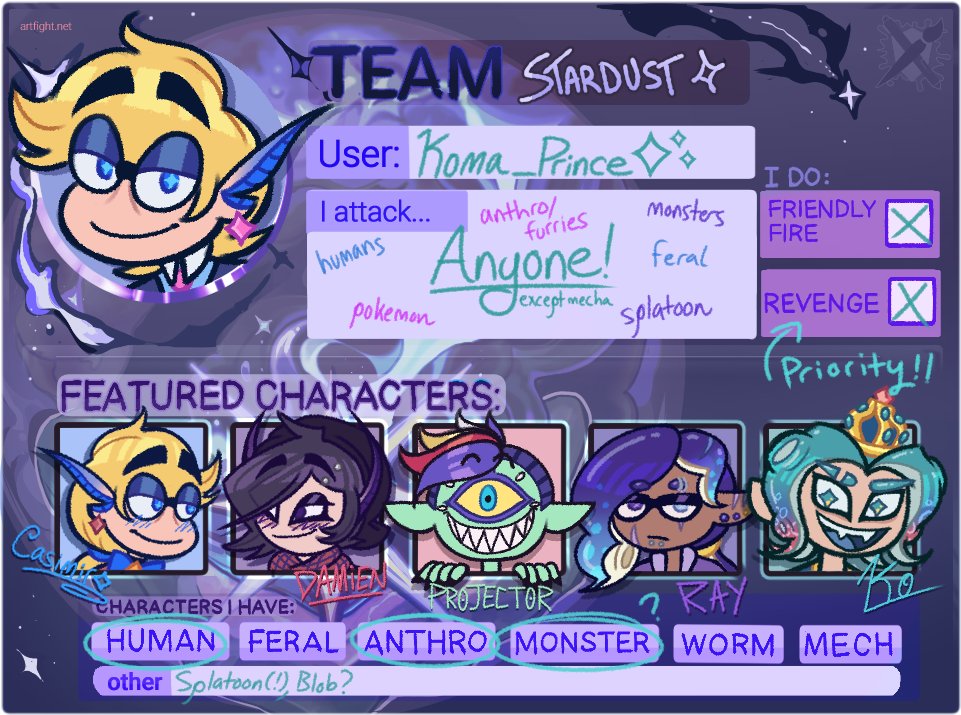 koma_prince's tweet photo. art fight is in one week!! im looking for people to attack, so please follow me! (ill follow back!)

✨ https://t.co/znIITXTxeO ✨ https://t.co/UH5NPqdqSJ