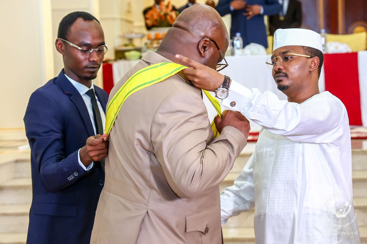 tresorkanda2's tweet photo. #Tchad :le Président  Félix-Antoine Tshisekedi Tshilombo a été élevé à la Dignité de Grand Croix dans l'Ordre National du Tchad lors du dîner d'État offert en son honneur par son homologue Mahamat Idriss Deby Itno. https://t.co/zWgLoikT4U