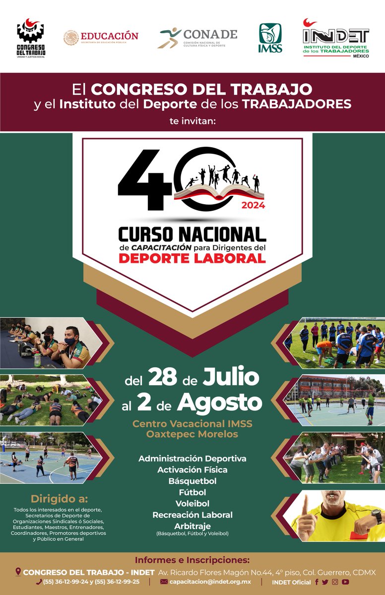 ¿Quieres administrar eventos deportivos en tu trabajo o club? ¿Quieres mejorar tus conocimientos sobre el tema?
Ven al Curso Nacional de Capacitación Deportiva en la asignatura de Administración Deportiva.
40 horas de teoría y práctica son lo que necesitas.
Inscripciones abiertas