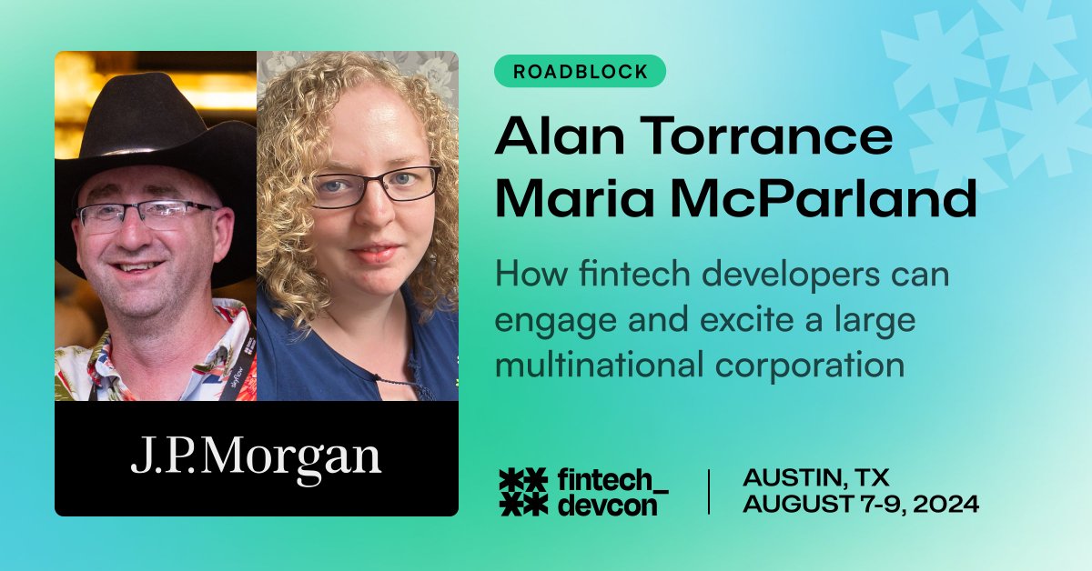 🤔 Is it possible for #fintech #developers to engage with and even influence multinational corporations?

<a href="/torrancaa/">Alan Torrance</a> and <a href="/Maria_McParland/">Maria McParland</a> tell you how it's done at this year's #fintechdevcon! 

All about Alan. 👉 loom.ly/CXvWqqo
All about Maria. 👉 loom.ly/5DBlQgg