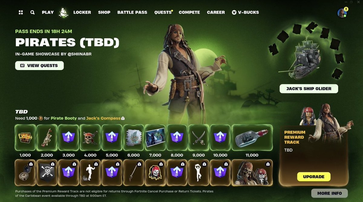 Mighty_Miah25's tweet photo. Upcoming pirates of the Caribbean cosmetics and teasers.🏴‍☠️#Fortnite https://t.co/MMF3p3K4ix