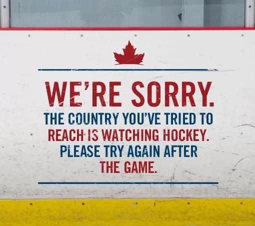CanuckleGame's tweet photo. PSA: Canada will be unavailable this evening. We're sorry. 🇨🇦🏒🍁

#LetsGoOilers https://t.co/iiBZKeOKnG