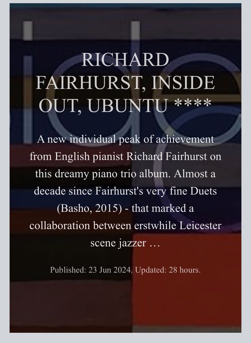 Thanks Marlbank for this 4 * review of my record ⭐️🎹