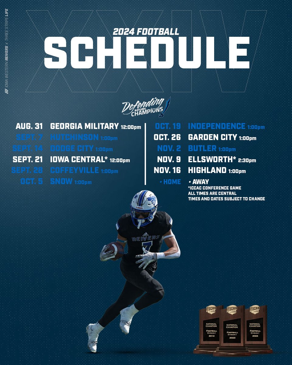 The 2024 <a href="/ReiverFootball/">IWCC Reiver Football</a> schedule is here!

#SailsUP 🏴‍☠️ | #DefendTheShip