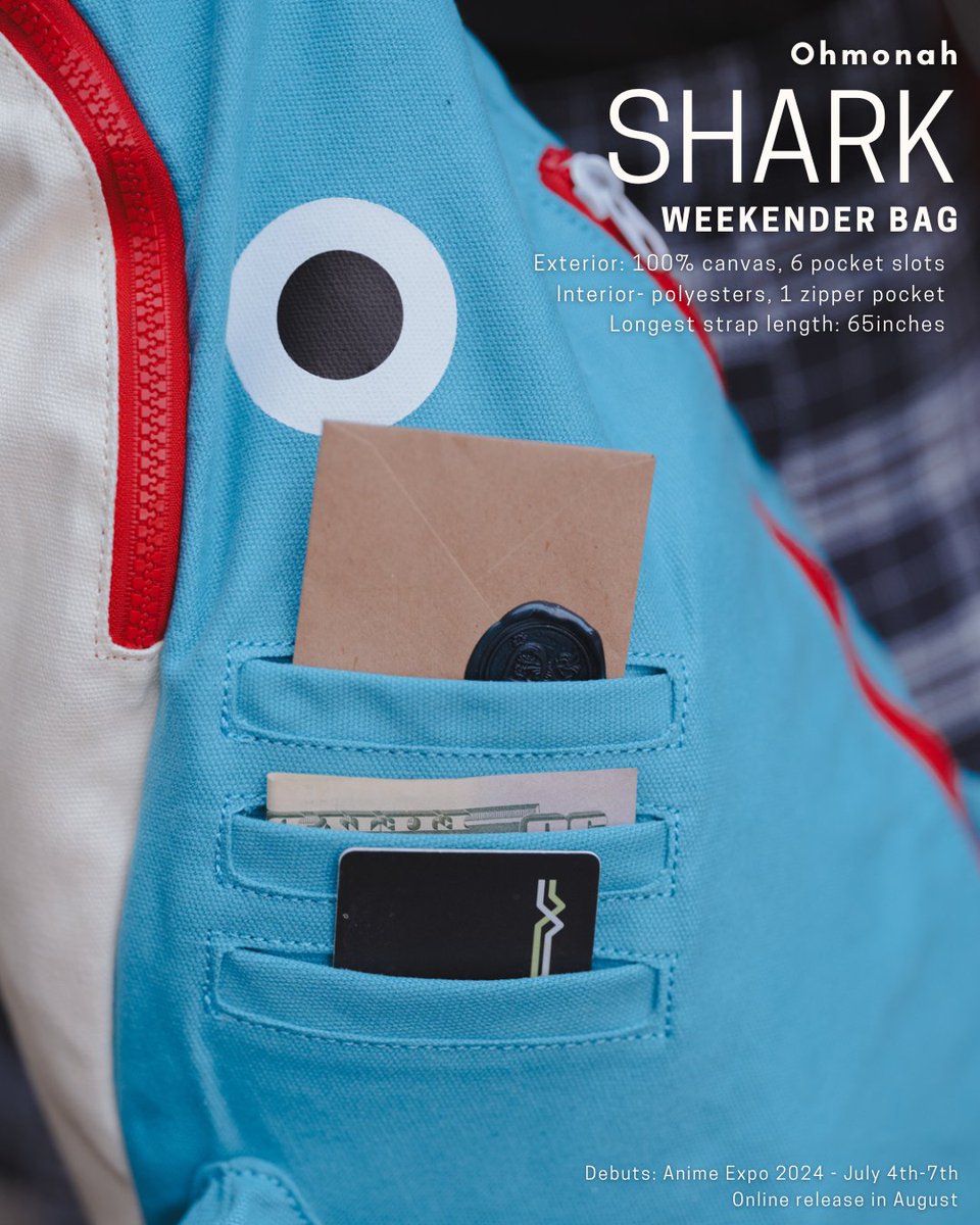 ohmonah's tweet photo. we've been cooking up our own stuff as well ;w; 

Coming soon: AX2024
Shark - weekender bag 🦈🦈🦈 https://t.co/yqQic5tfMj