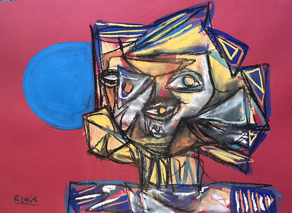 RomanLasa's tweet photo. Mask, pastel/gouache/paper, 50x70cm, 2024 #art #drawing #mask #pastel #kunst #arte https://t.co/3YzKwLEseR