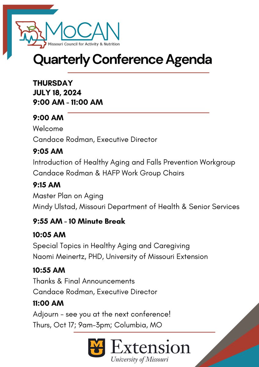 Register now for the July MOCAN Conference - all about aging! 
extension.missouri.edu/events/mocan-j…