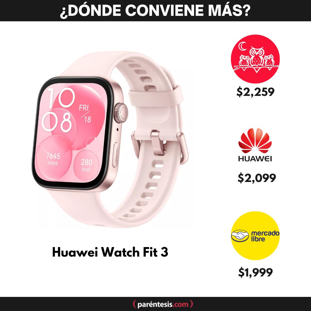 parentesis's tweet photo. ¡Con nuevo diseño y buenas funciones fitness!⌚️
.
.
.
#smartwach #Salud #Huawei #HUAWEIWatchFIT3 https://t.co/qj1D3ZgBZ5