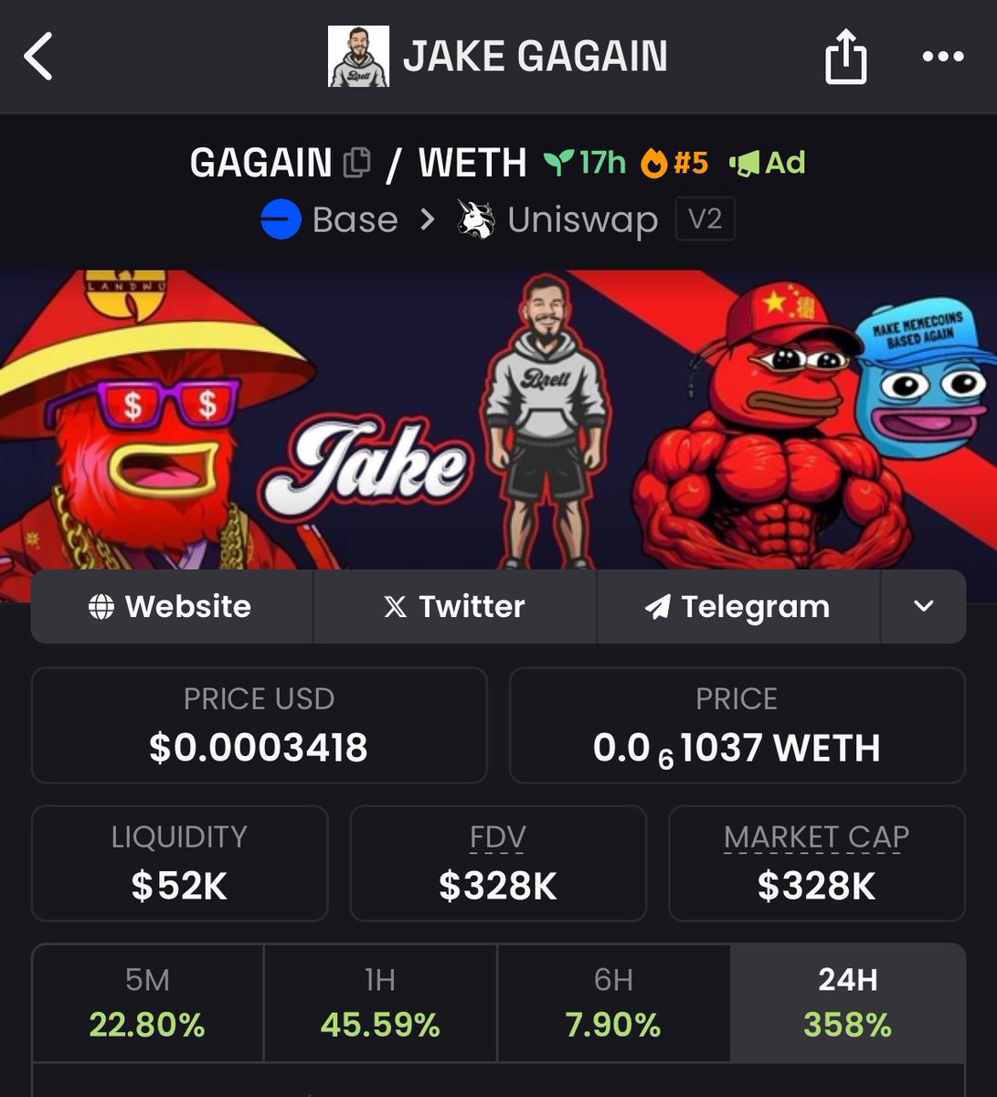 SlimeySniper's tweet photo. Hey @JakeGagain your coin on base is mooning right now. What % you hold again? 

0x2Fa2EdA29225ab5DE488597e2201838eC5D28261 https://t.co/hw0Hg5wxcP