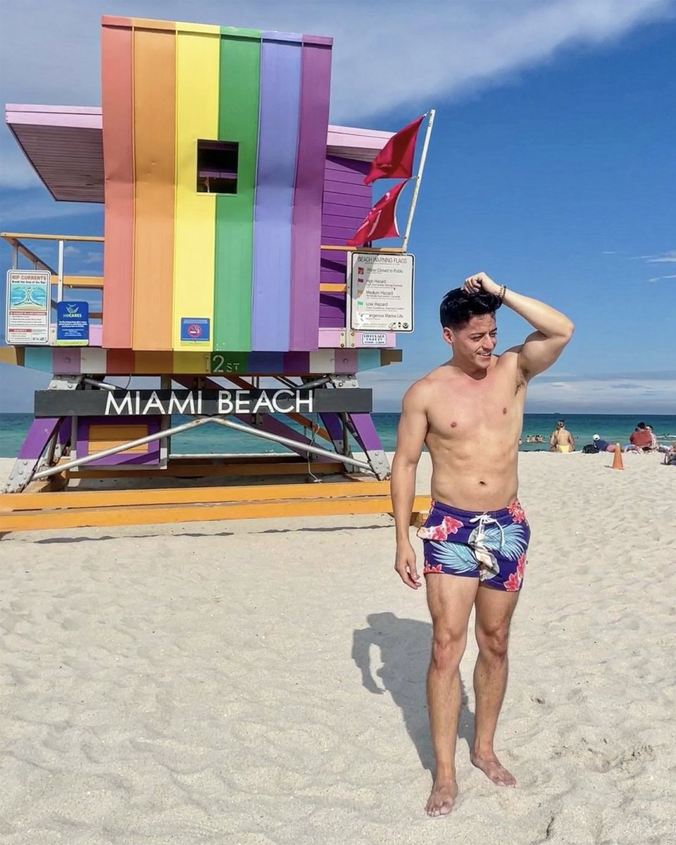 Embrace your True Colors Mondays at the Miami Beach Rainbow Lifeguard Stand is back! Let's start loud &amp; proud with @joellopezgrams 💪!  🌴🌈  Tag #VisitMiamiLGBTQ with your rainbow lifeguard stand pic to be featured.
.
.
.
.
#12thStreetBeach #VisitMiami #MiamiBeach #LGBTQMiami