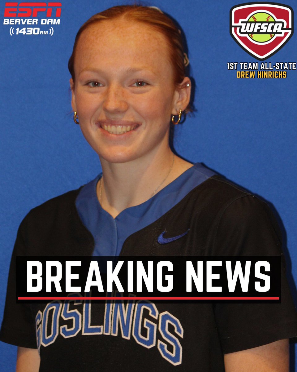 ESPNBD (@espnbd) on Twitter photo 🚨BREAKING: <a href="/goslingsoftball/">Watertown Softball</a> star Drew Hinrichs (<a href="/hinrichs_drew/">Drew Hinrichs</a>) has been named 1st Team All-State by the Wisconsin Fastpitch Softball Coaches Association.🚨
Congratulations, Drew! 🥎 🚨BREAKING: <a href="/goslingsoftball/">Watertown Softball</a> star Drew Hinrichs (<a href="/hinrichs_drew/">Drew Hinrichs</a>) has been named 1st Team All-State by the Wisconsin Fastpitch Softball Coaches Association.🚨
Congratulations, Drew! 🥎