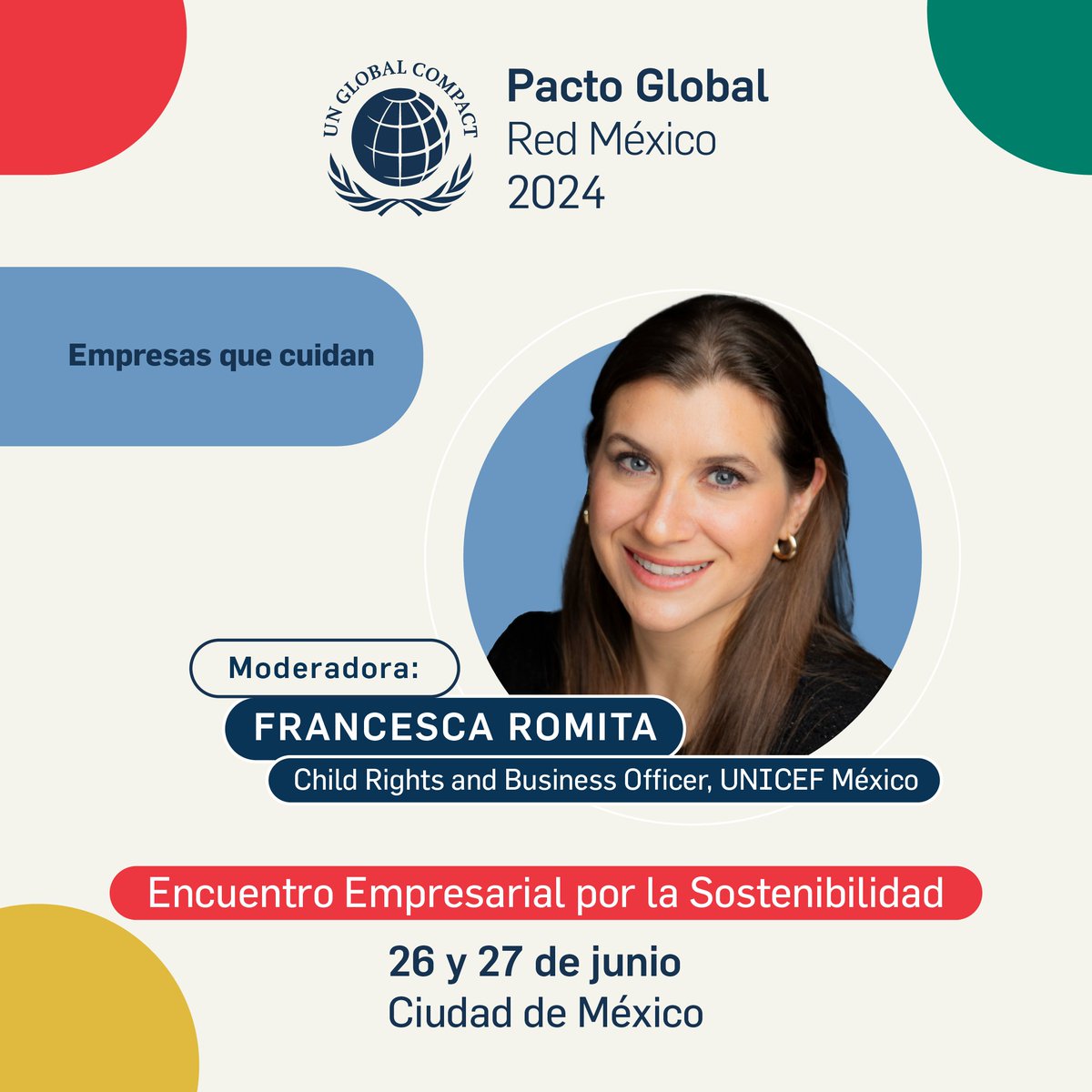 Este 26 y 27 de junio participaremos en el encuentro empresarial por la sostenibilidad: Pacto Global Red México 2024.

No te lo pierdas, y acompáñanos en el panel "Empresas que cuidan" ✨
Regístrate al evento 👉bit.ly/3xudLjX

¡Nos vemos pronto! #PactoGlobalMx24
