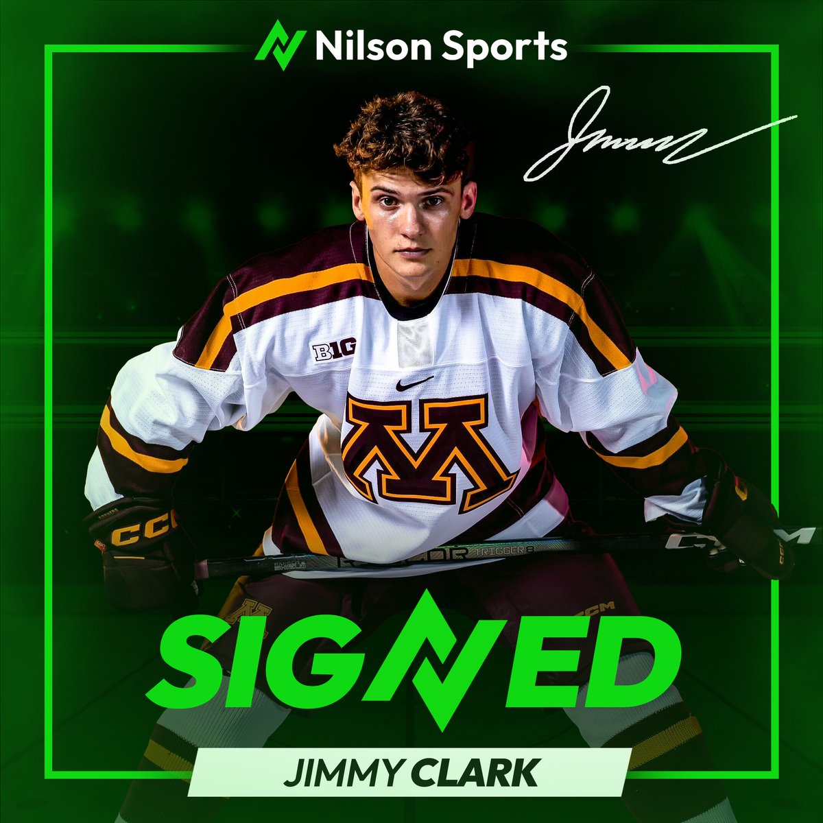 Join us in welcoming Minnesota <a href="/GopherHockey/">Minnesota Men’s Hockey</a> forward and <a href="/mnwild/">Minnesota Wild</a> draft pick Jimmy Clark to the Nilson Sports family! 

#Hockey #NIL