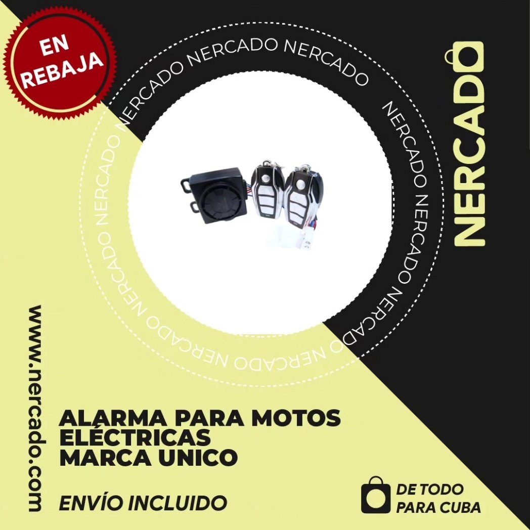 NercadoCuba's tweet photo. 🌍🇨🇺 En Nercado, tenemos la Alarma Para Motos Eléctricas Marca Unico en rebaja hasta agotar existencias. Protege las motos de tus seres queridos en Cuba con esta oferta exclusiva. ¡No esperes más y asegura la tranquilidad de tu familia hoy mismo! 🚨🔒 

#Nercado #Cuba #MotoSegura https://t.co/3W3Jf7smaS