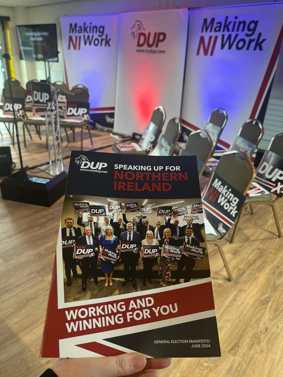 matthew_shanks1's tweet photo. Iβm pleased to have attended the @duponline manifesto launch today alongside party friends & colleagues!
The DUP will unashamedly & positively advocate for Northern Ireland & work to protect our cherished Union.
If you want a team that delivers, #VoteDUP on the 4th of July! https://t.co/qzmAizkCRL