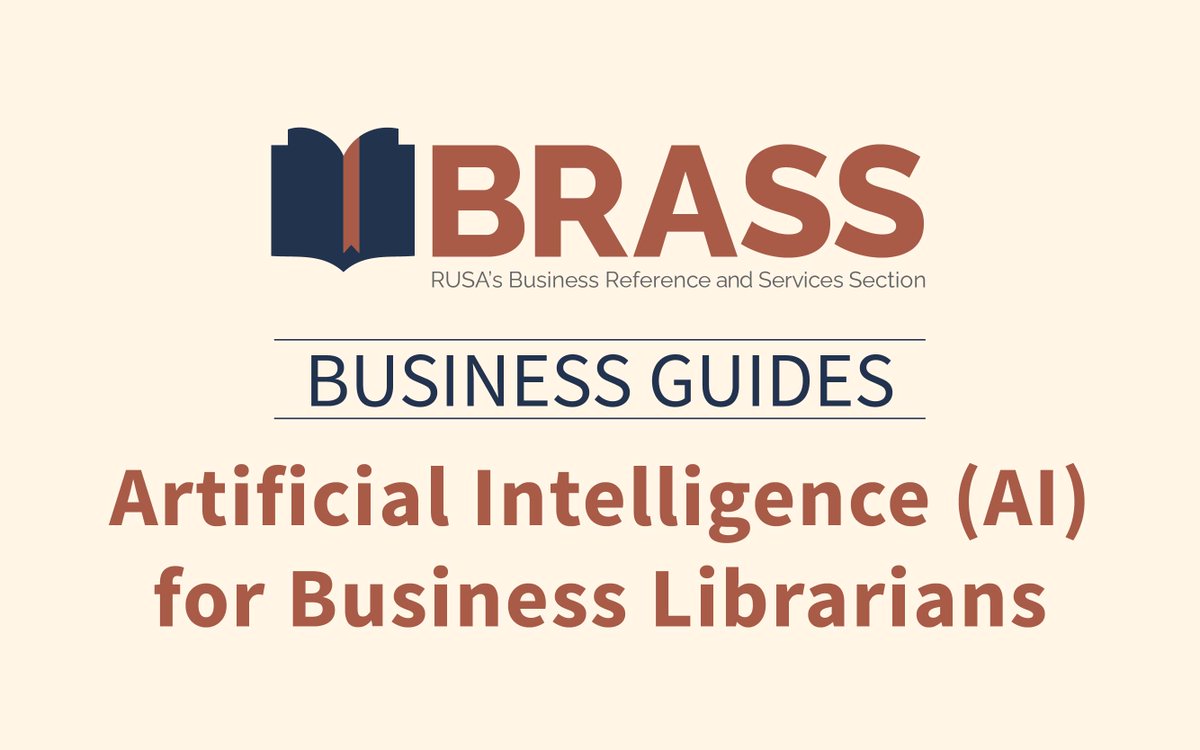 🆕 On behalf of the BRASS AI Committee, we are delighted to share our new Artificial Intelligence (AI) for Business Librarians Libguide: bit.ly/3XDwynY

Some highlights: AI pedagogy, AI uses in business, searching with AI, ethics, and much more!

#bizref