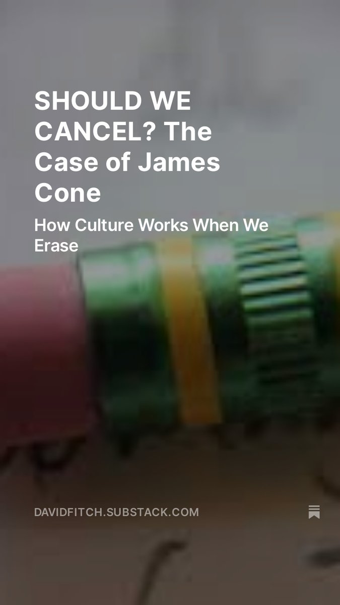 fitchest's tweet image. SO YOU THINK YOU SOLVE THE PROBLEM OF ABUSIVE AUTHORS.. BY CANCELING THEM? Not that simple. Read this piece on James Cone at 'Fitch's Provocations' (link in comments)