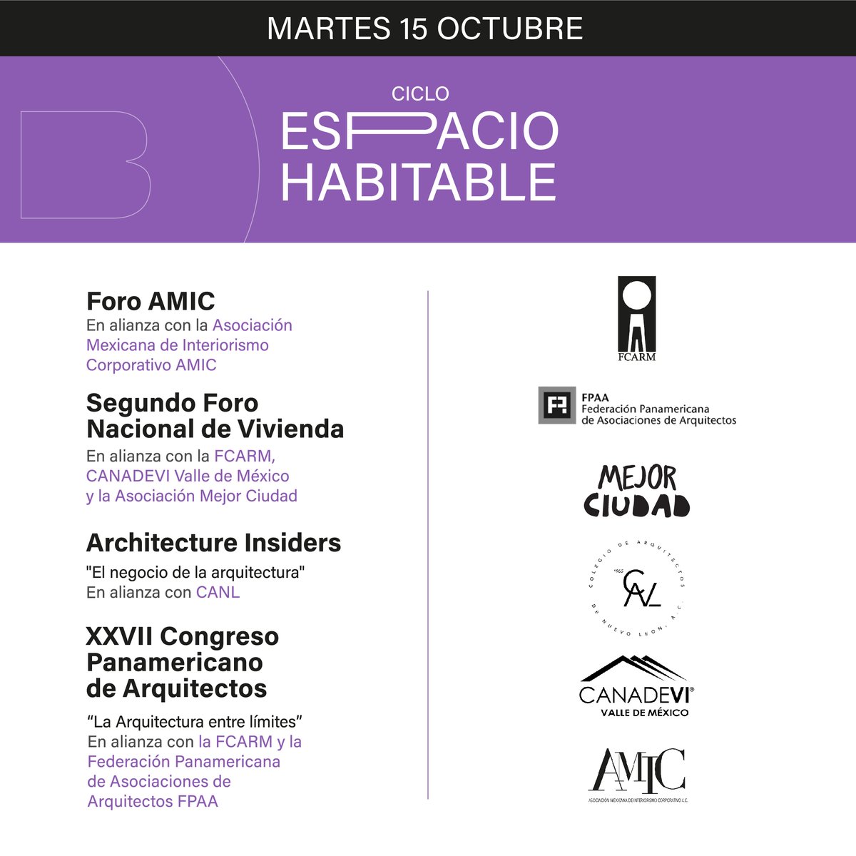 ObraBlancaExpo's tweet photo. El Ciclo Espacio Habitable es un programa desarrollado para propiciar la conversación alrededor del entorno en el que habitamos.

Para ello, Obra Blanca ha creado en alianza con @FCARM, @FPAA, @canadevi, @AMIC_MEXICO , @MejorCiudad_AC y #CANL un día completo de actividades. https://t.co/9O97LcfpN7
