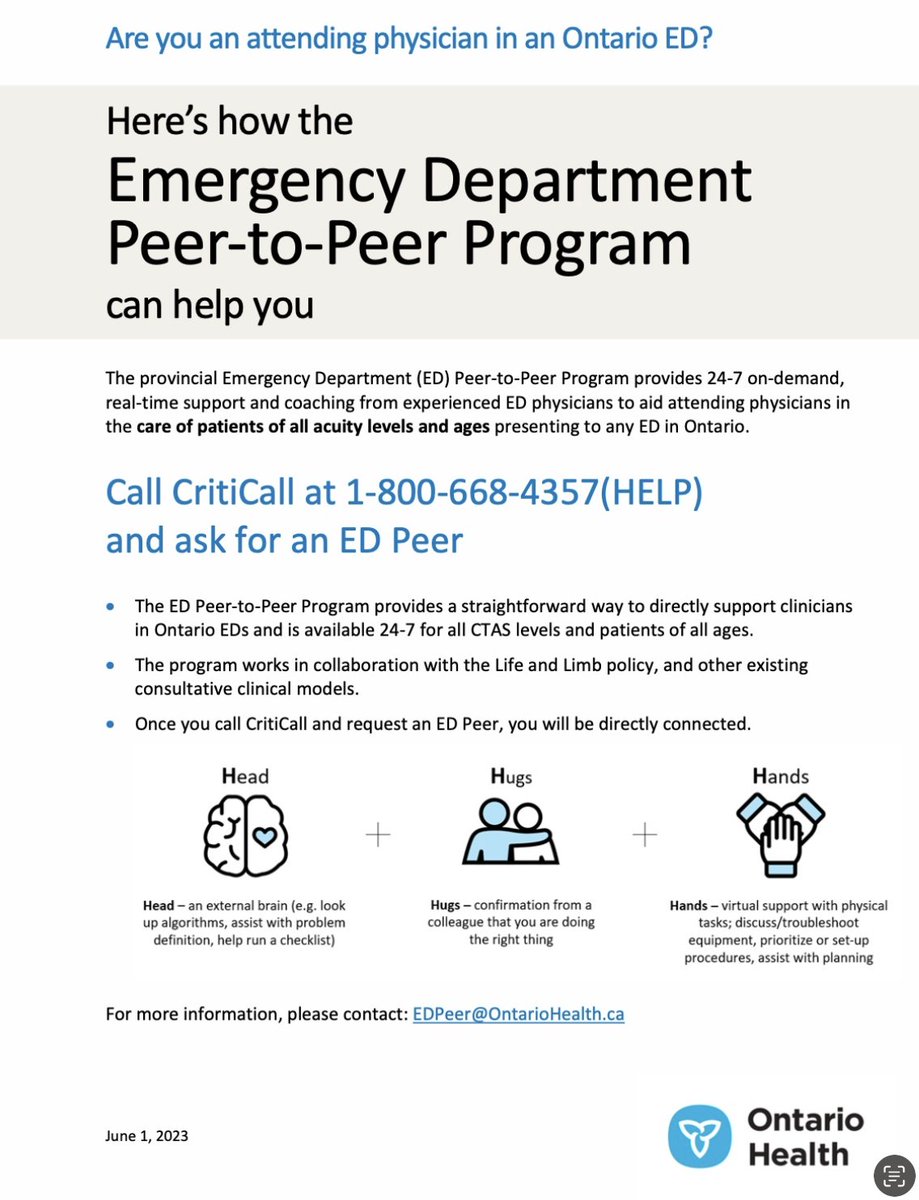 Dr. Kylie Booth (@kylieboothdr) on Twitter photo Congrats to the CCFP, CCFP(EM) and FRCPC(EM) grads! <a href="/OntarioHealthOH/">Ontario Health</a> Peer-to-Peer welcomes you to Emergency Medicine!
Access 24/7 peer support for your nuanced cases, challenging ECGs/Xrays or a friendly second opinion...
Call anytime - we look forward to working with you! Congrats to the CCFP, CCFP(EM) and FRCPC(EM) grads! <a href="/OntarioHealthOH/">Ontario Health</a> Peer-to-Peer welcomes you to Emergency Medicine!
Access 24/7 peer support for your nuanced cases, challenging ECGs/Xrays or a friendly second opinion...
Call anytime - we look forward to working with you!