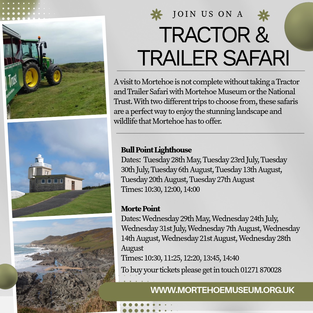 Join us for one of our Tractor and Trailer Safaris to either Bull Point Lighthouse of Morte Point. If you would like to book a place please call us or pop in to see us #mortehoe #woolacombe