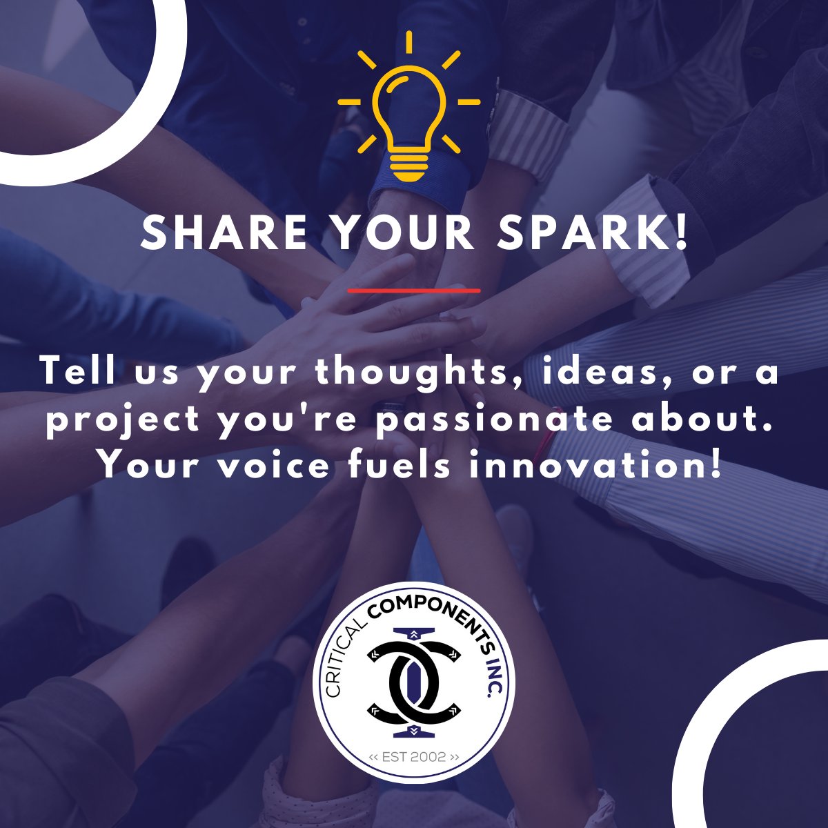 🌟 Engage &amp; Elevate! Join the conversation and let's spark some innovation together! At CCI, we thrive on collaboration and creativity. Share your thoughts, ideas, or even a project you're passionate about. Drop a comment below! 🔥 #CCIInnovation #ElevateTogether