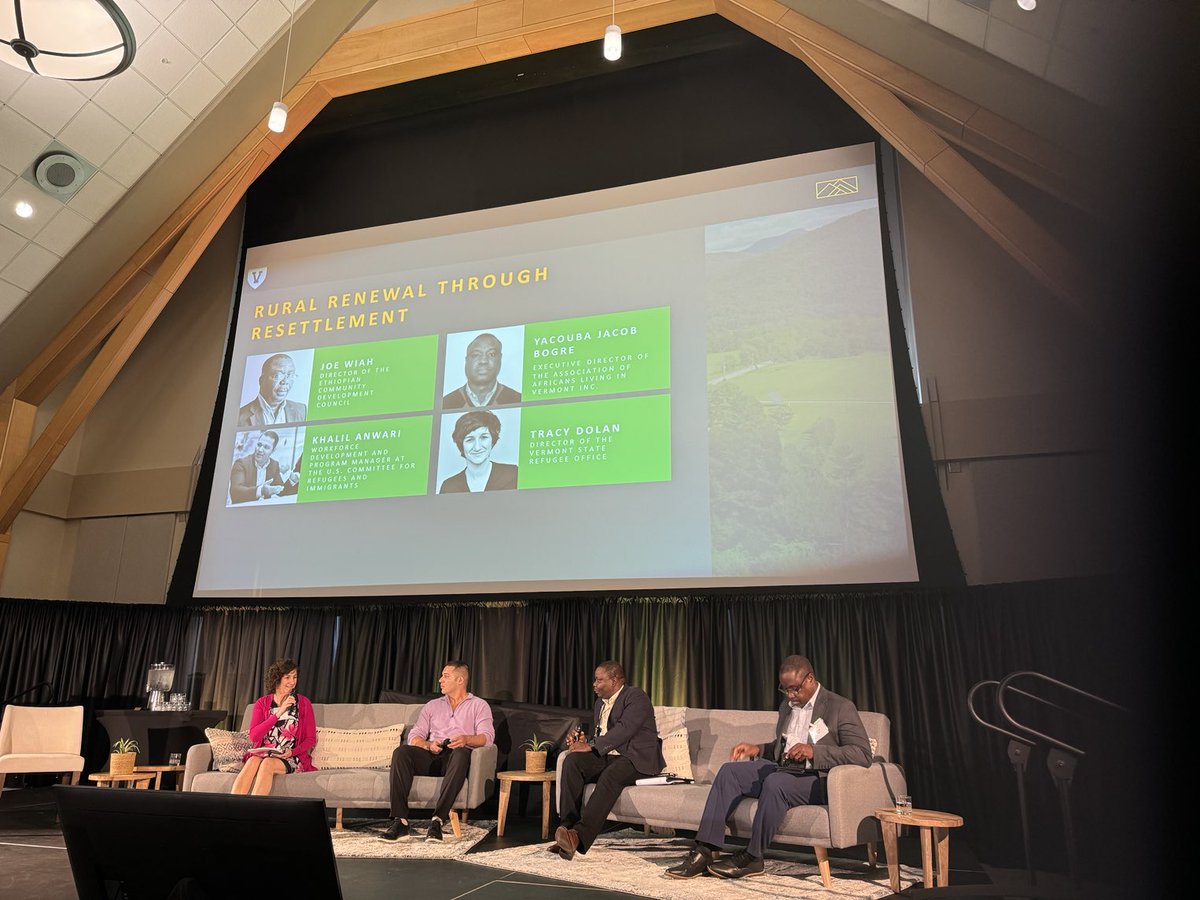 UVMPattyPrelock's tweet photo. Excellent presentation on rural renewal through resettlement ⁦@uvmvermont⁩ ⁦@UVMResearch⁩ at the #UVMRISE Summit https://t.co/4XE7eWl3uq