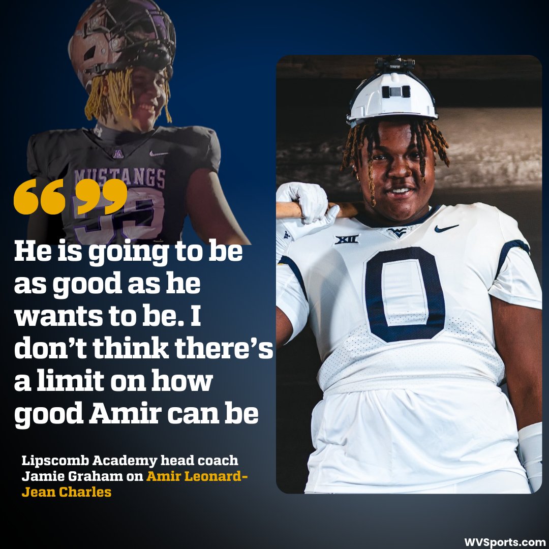 Link: gowvu.us/vx1

Lipscomb Academy head coach Jamie Graham believes the sky is the limit for new #WVU DL commit Amir Leonard-Jean Charles. #HailWV <a href="/CoachJamieG/">Coach Jamie Graham</a>