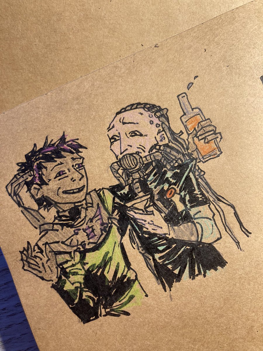 my fave npc detail from Rogue trader are these two, I was so happy I could help them make up! #rogue_artist #warhammer40k #roguetrader
