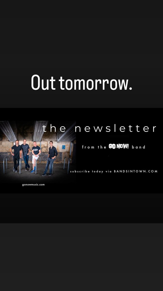 The June newsletter from Gordy and 
<a href="/GoNowMusic/">GO NOW!</a> goes out tomorrow via BANDSINTOWN email. 
Just hit the ‘follow’ button on the BANDSINTOWN site to subscribe and you’ll receive all of the band's updates AND newsletter.. This link will take you there -
bandsintown.com/a/15128103-go-…!