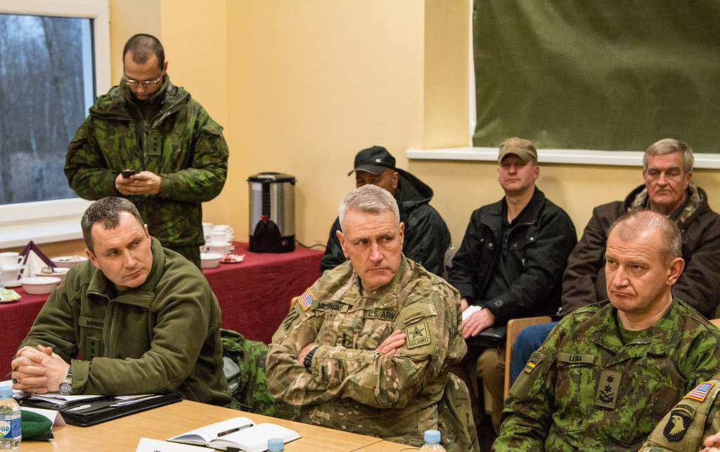 Gen. John M. Murray (Center), the U.S. Army’s deputy chief of staff G-8, visited Mumaiciai, Lithuania, to receive updates on European Activity Set equipment Dec. 5, 2023. Murray, who’s in charge of resource management for the U.S. Army,
