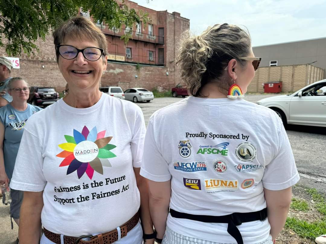 We love State Representative Maureen Madden from Monroe County with her Support the Fairness Act t-shirt that includes nine union logos: AFSCME Council 13, UFCW Local 1776, SEIU Healthcare Pennsylvania, APSCUF…Union Pride by Madden!!! ✊️✊🏽✊🏿 #1u