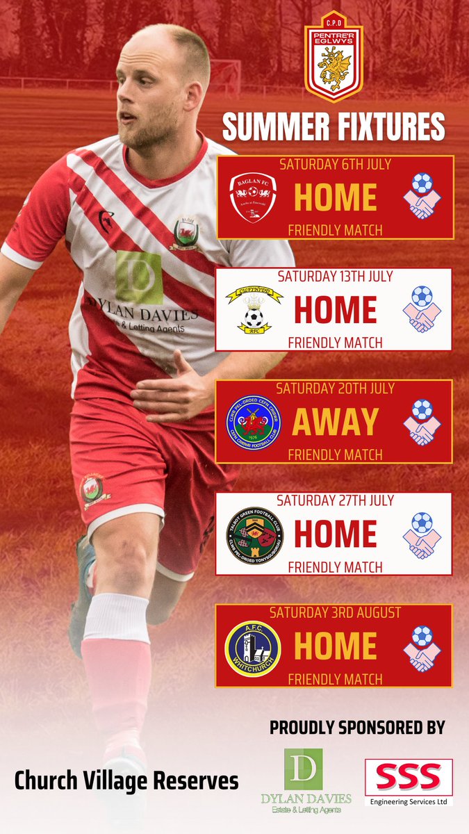 𝗣𝗿𝗲-𝗦𝗲𝗮𝘀𝗼𝗻 𝗦𝗰𝗵𝗲𝗱𝘂𝗹𝗲 

With first/reserve team training resuming July 3rd here is who both sides will face over the summer ❤️🤍