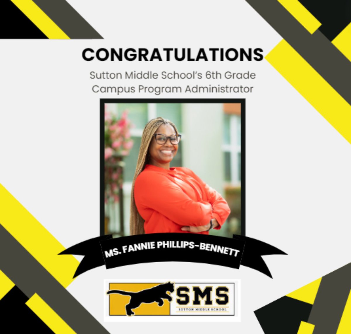 🎉 Exciting news! We're thrilled to announce that our current 7th grade AP, Ms. Fannie Phillips-Bennett, is stepping into the role of Program Administrator at our 6th grade campus! We're confident in her leadership and can't wait to see the amazing work she'll do! <a href="/SuttonCougars/">Sutton Cougars</a>