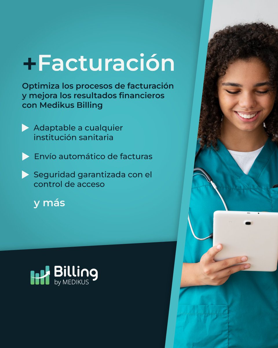 medikustech's tweet photo. Asegura eficiencia en todos los ciclos de facturación. ¡Transforma la gestión financiera de tu institución sanitaria con Medikus Billing!

¿Listo para resultados más rápidos y seguros? Descubre cómo simplificar tus procesos. 

#MedikusTech #FacturaciónEficiente #MedikusHIS https://t.co/XxSRvXEUyN