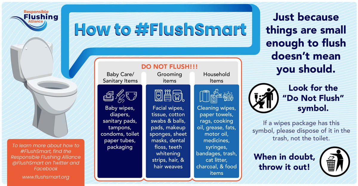 On July 1 we’re celebrating #FlushSmartDay and extending it all month long! Our goal is to remind everyone of the importance of responsible flushing habits. To learn easy ways to observe this moment, check out our resource guide: bit.ly/4aMewTt