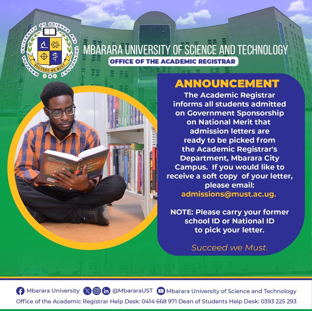 To all New Government Sponsored students admitted at MUST

Important announcement from the Academic Registrar's Office.

👇👇