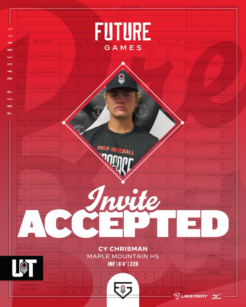𝐅𝐮𝐭𝐮𝐫𝐞 𝐆𝐚𝐦𝐞𝐬 | 𝐈𝐧𝐯𝐢𝐭𝐞 𝐀𝐜𝐜𝐞𝐩𝐭𝐞𝐝

'26 CINF Cy Chrisman is set to represent Utah at the 2024 Future Games in late July at <a href="/LakePointSports/">LakePoint Sports</a> in Georgia.

Chrisman is the top-ranked prospect in Utah's 2026 class.

👤 loom.ly/3yyK1nc | <a href="/cy_chrisman/">Cy Chrisman</a>