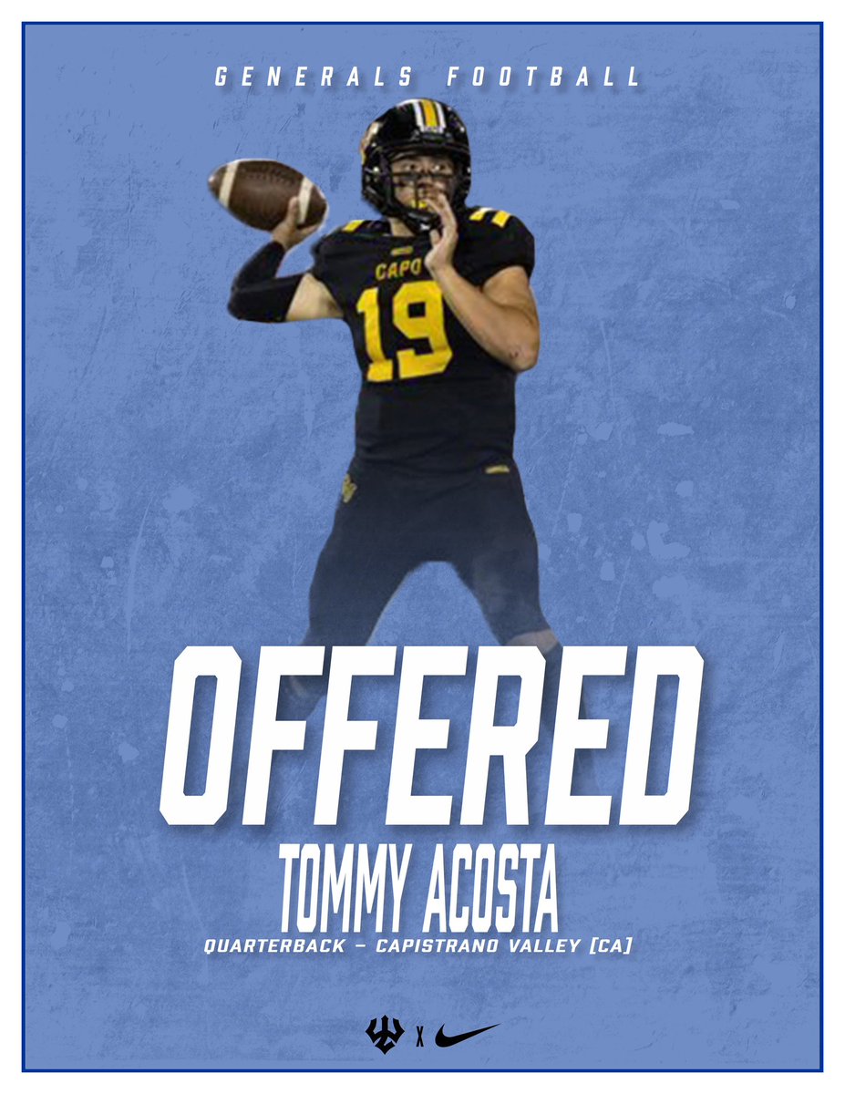 Tommy Acosta (@tommyacosta_) on Twitter photo After a great call with <a href="/CoachMGibson/">Malcolm J. Gibson</a> and <a href="/coach_rapoza/">Coach Rapoza</a> I’m honored to be offered by Washington & Lee University! Super excited about the opportunity!
<a href="/CoachSeanCurtis/">Coach Sean Curtis</a> <a href="/DanSelwayQB/">Dan Selway</a> <a href="/jacobvanevery/">Coach Jacob Van Every</a> <a href="/capofootball/">Capo Valley Football</a> After a great call with <a href="/CoachMGibson/">Malcolm J. Gibson</a> and <a href="/coach_rapoza/">Coach Rapoza</a> I’m honored to be offered by Washington & Lee University! Super excited about the opportunity!
<a href="/CoachSeanCurtis/">Coach Sean Curtis</a> <a href="/DanSelwayQB/">Dan Selway</a> <a href="/jacobvanevery/">Coach Jacob Van Every</a> <a href="/capofootball/">Capo Valley Football</a>