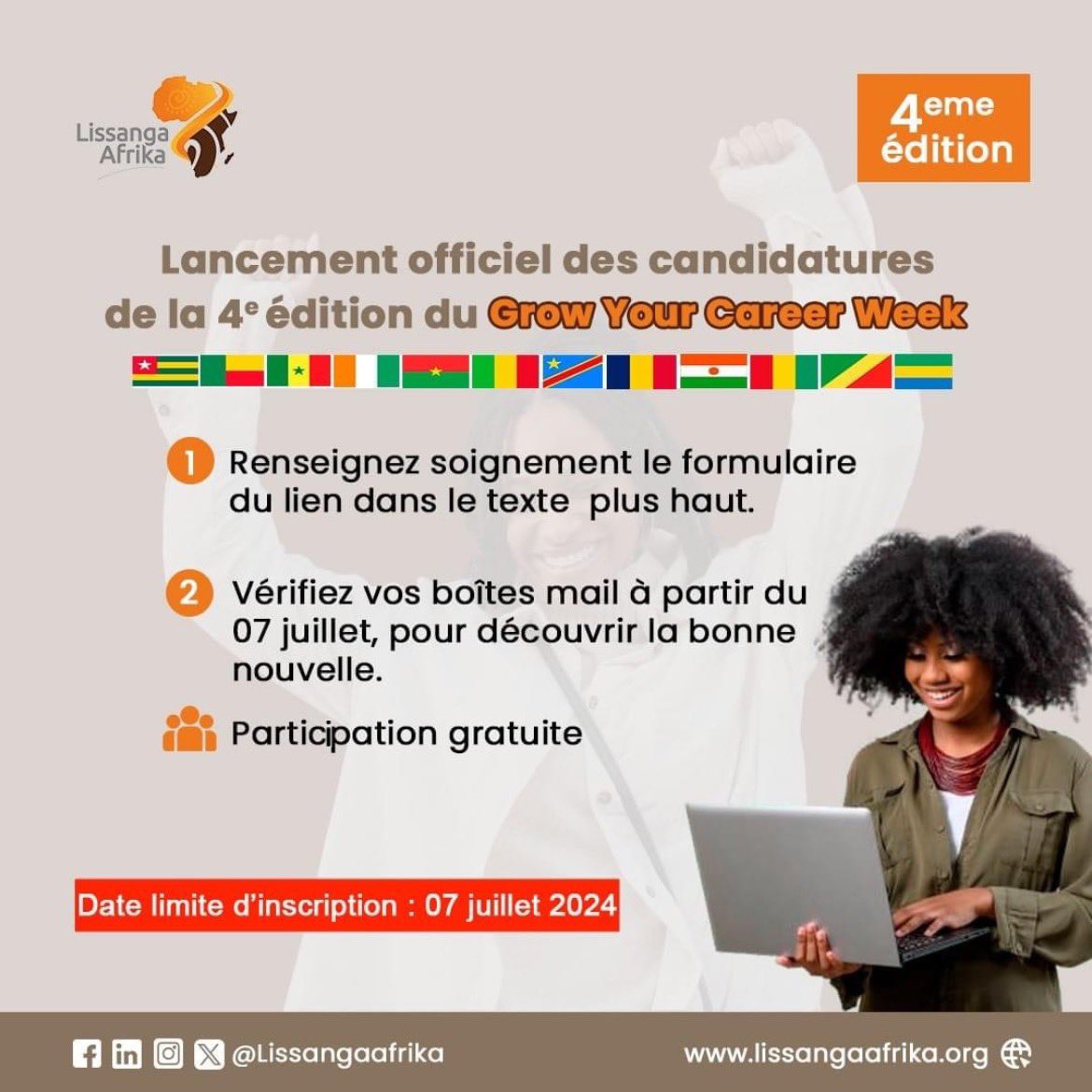 #GYCWAct4
🚨LES INSCRIPTIONS SONT OUVERTES !!!

Le Grow Your Career Week, c'est une opportunité à ne pas rater pour lancer sa carrière professionnelle.

Lien d'inscription 👉forms.gle/ZuLLnABT1WDd7w…