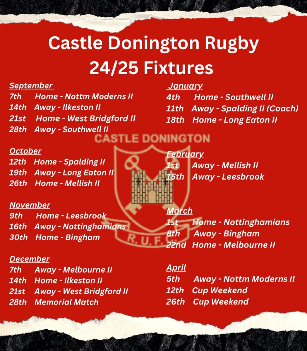 CDRUFC's tweet image. Heres a one stop guide for all of our League fixtures heading into the 24/25 season. 

First game is Home v Notts Moderns II
